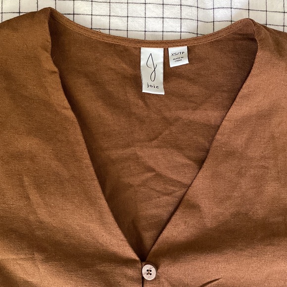 Joie Brown Linen Blouse - Picture 4 of 6